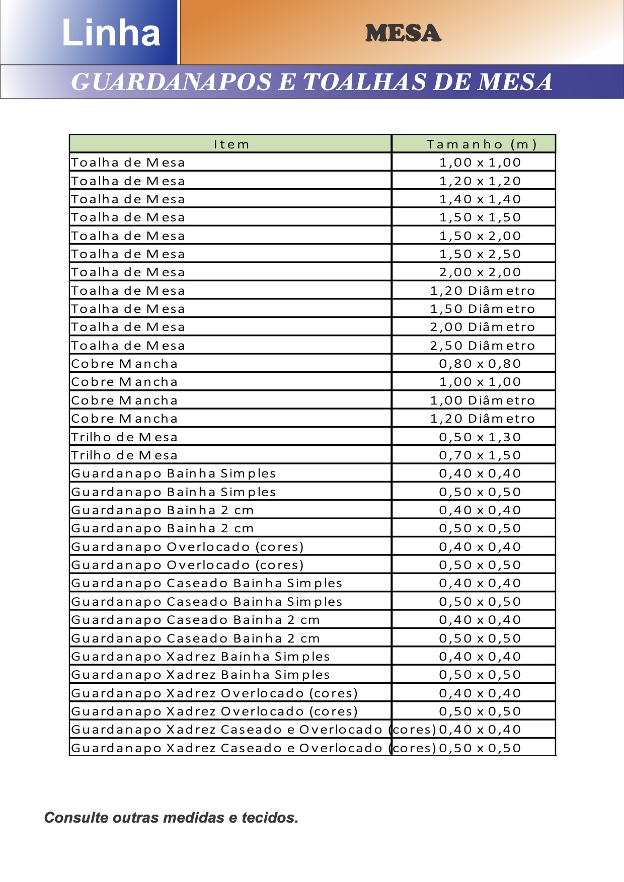 41-MTX-UNIFORMES-Uniformes-Profissionais-Linha-Alimenticia-Guardanapos-e-Toalhas-de-Mesa-Tabela